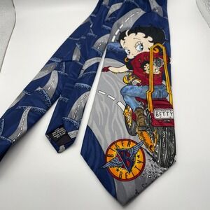 Betty Boop Biker Tie California Betty 1994 King Features Syndicate Blue Gray